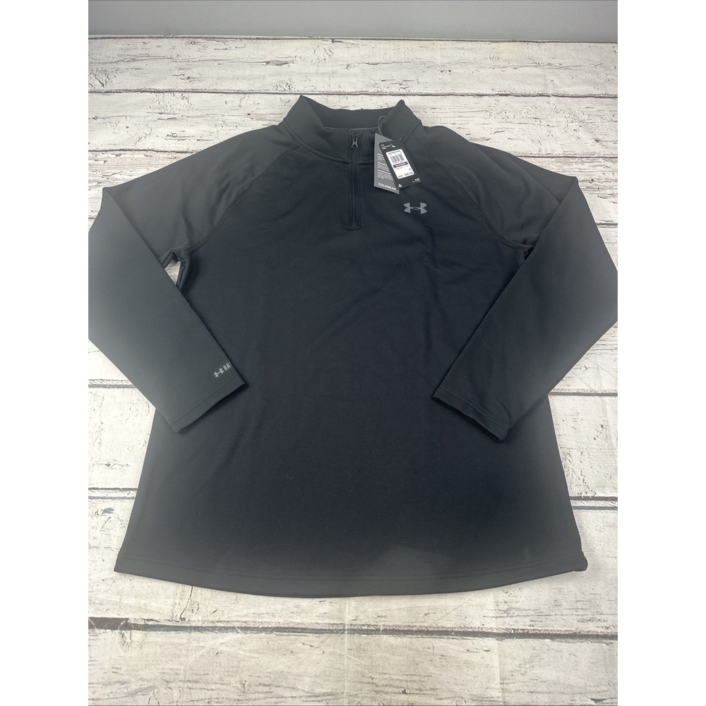 Under Armour Cold Gear Pullover 1/4 Zip Mock Neck Fitted Black Men's Size 2XL